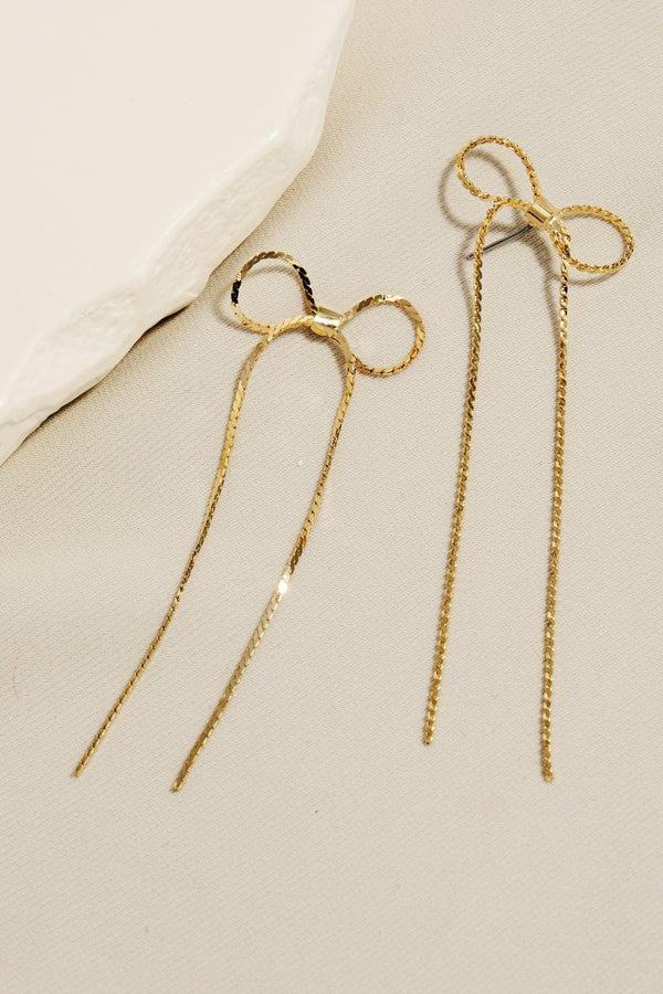 Thin Rope Ribbon Bow Earrings
