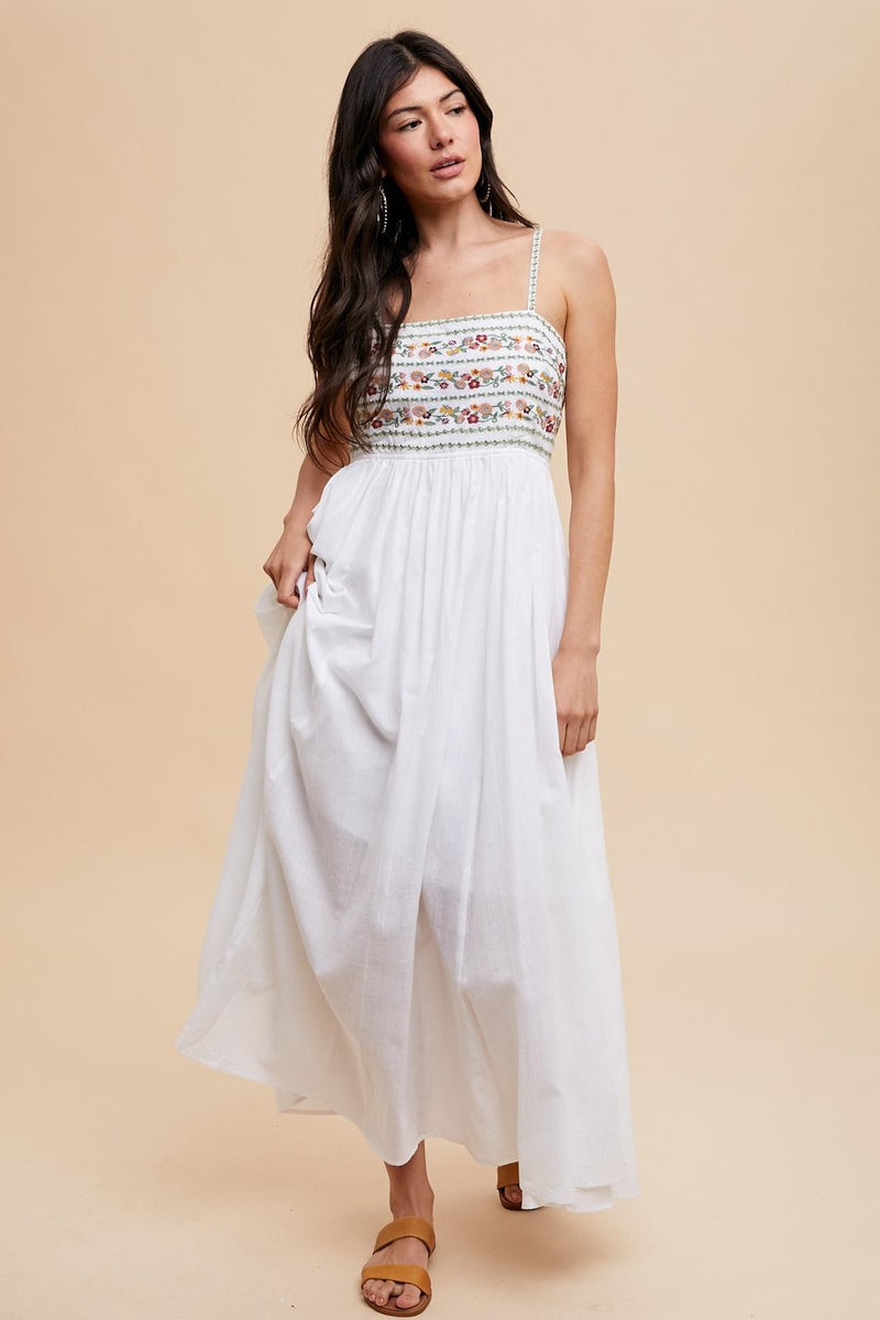 Embroidered cotton maxi dress
