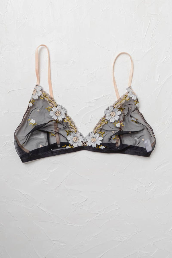 Floral Embroidered Mesh Lingerie Bralette