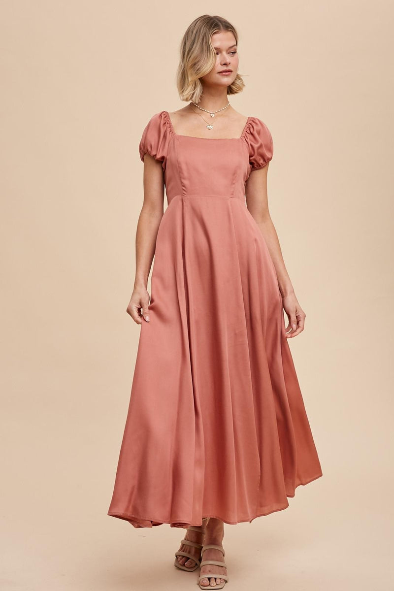 TENCEL LINEN MAXI DRESS WITH CORSET BACK in Desert Flower- Final Sale