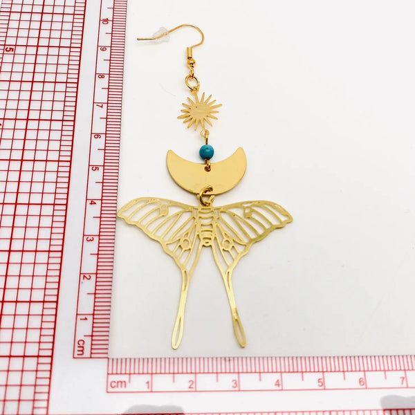 Moon Moth Golden Earrings