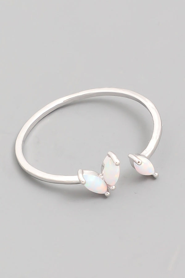 Delicate Opal Fashion Open Ring in Silver