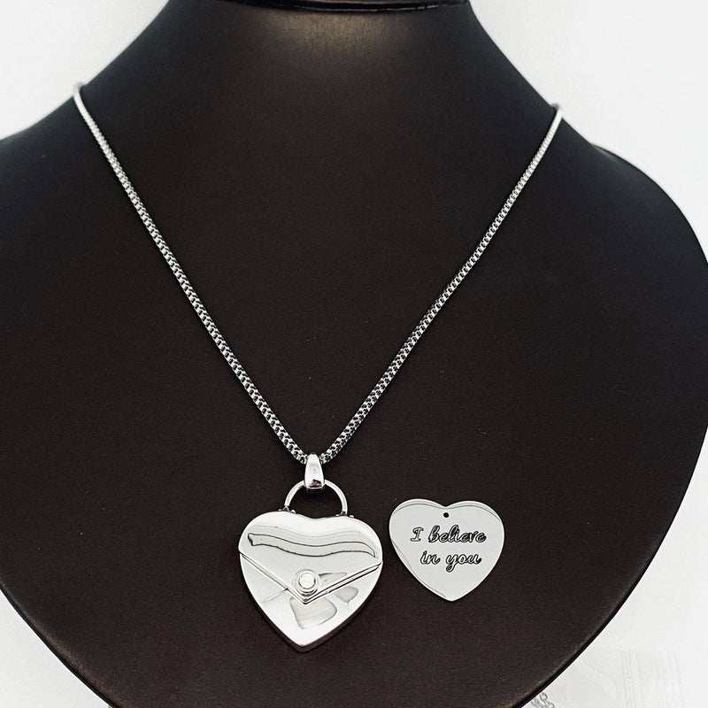 'Ibelieve in you' Heart Charm Necklace Valentine's Day Gift: Golden