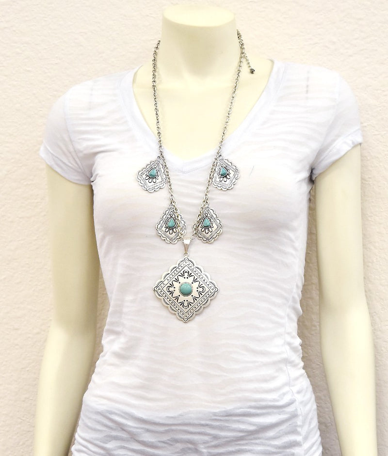 Handmade Concho Turquoise Necklace