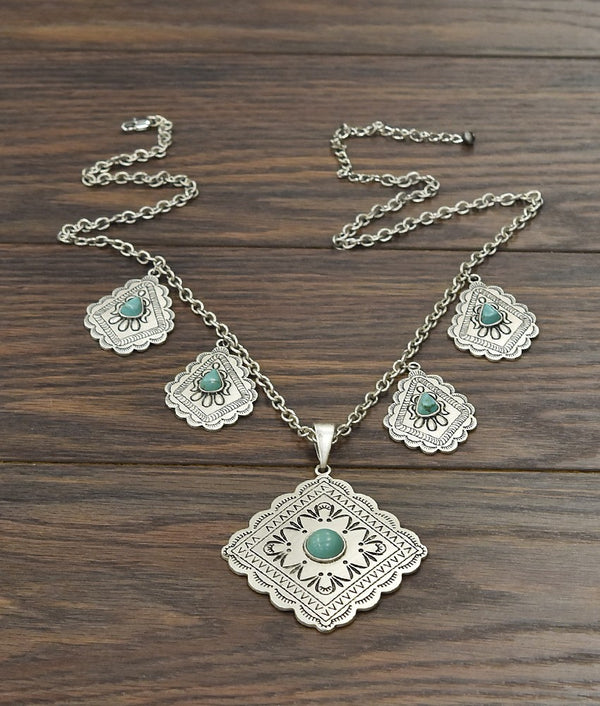 Handmade Concho Turquoise Necklace