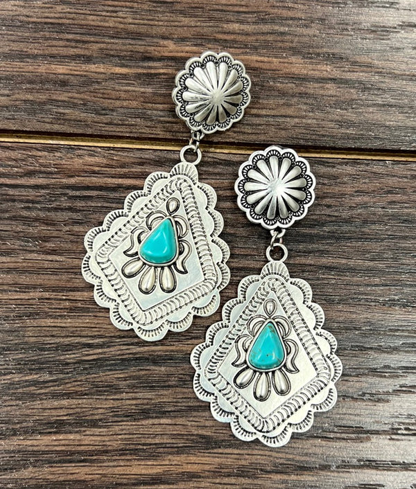 Concho Turquoise Post Earrings