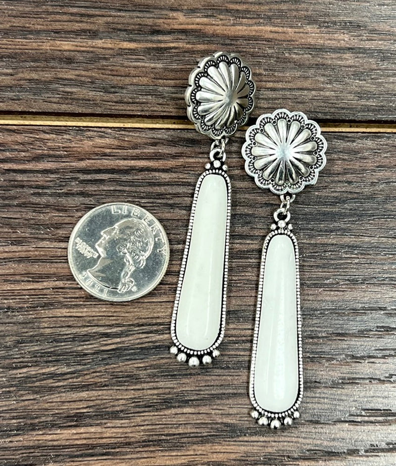 White Turquoise Post Earrings