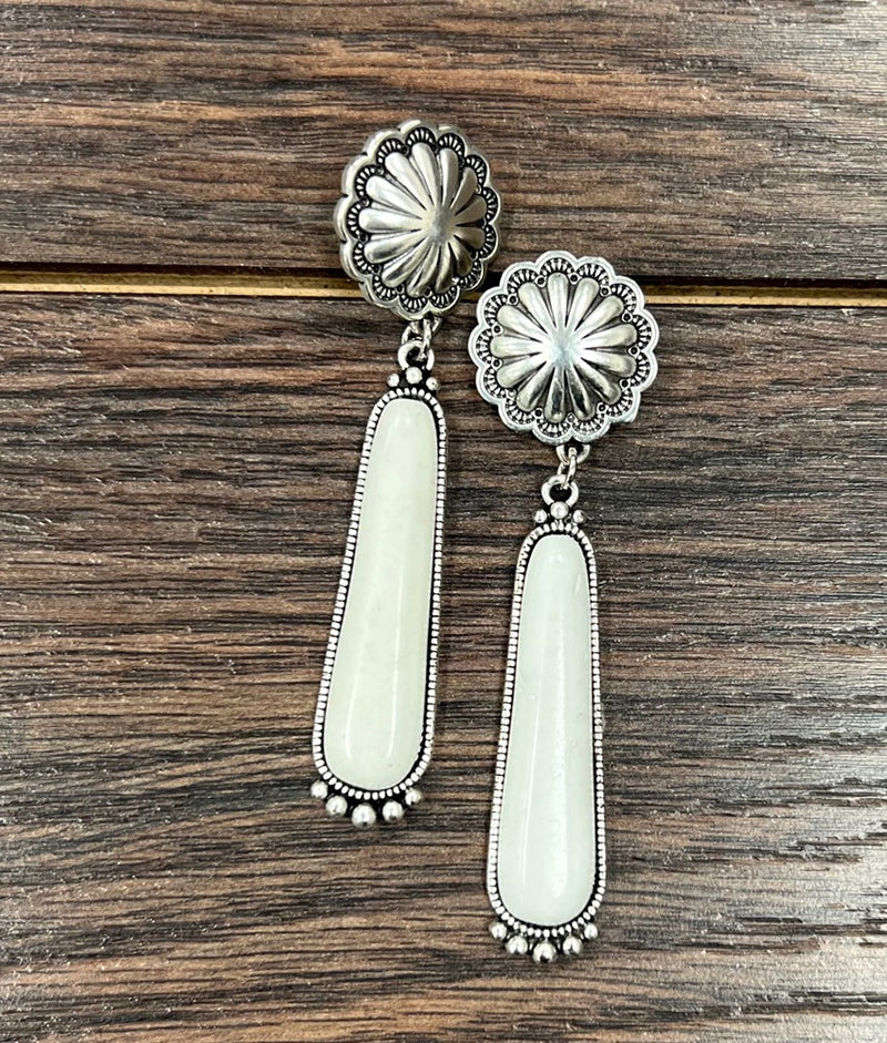 White Turquoise Post Earrings