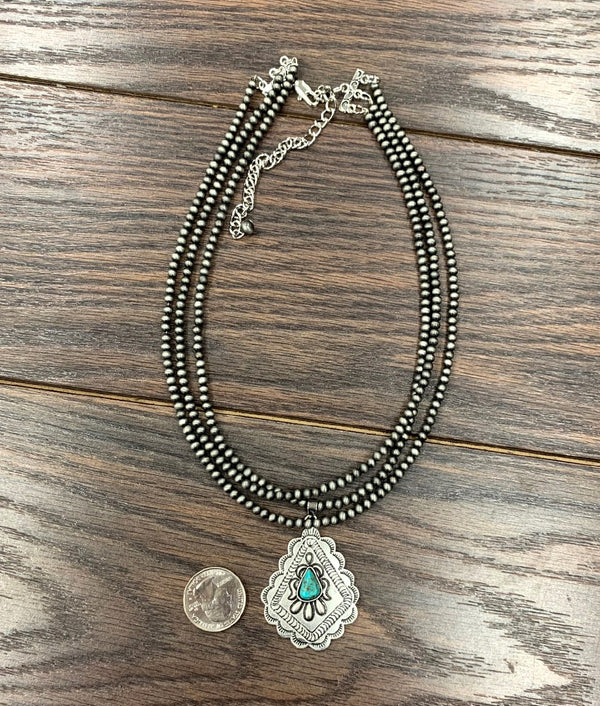 Navajo Bead, Concho Turquoise Necklace