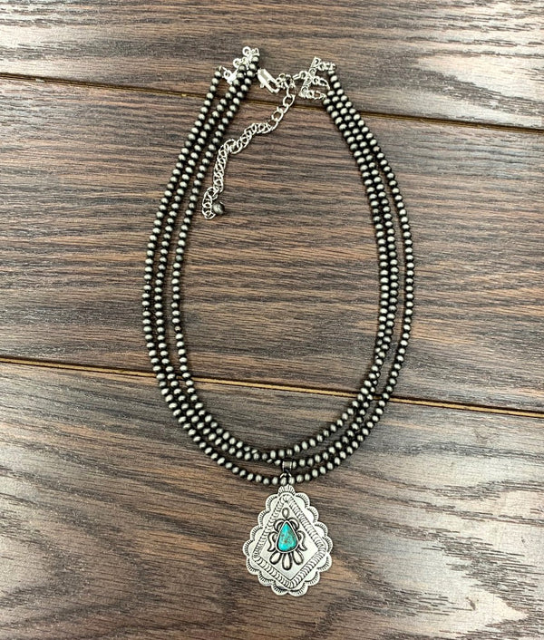 Navajo Bead, Concho Turquoise Necklace