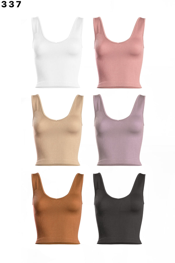 Thick Rib Vneck Tank (One size - 5 colors)
