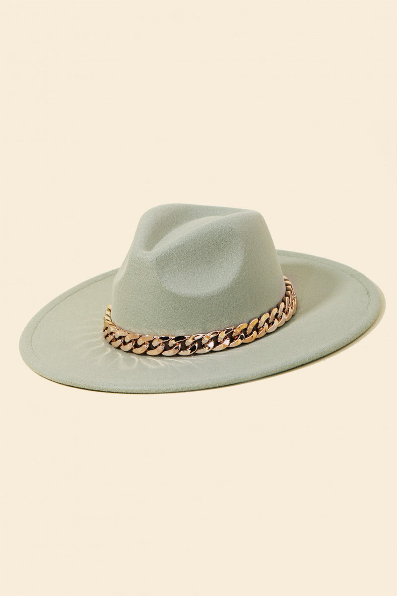 Mint Chain Link Strap Western Fashion Hat