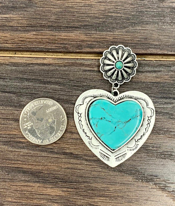 Heart Turquoise Post Earrings