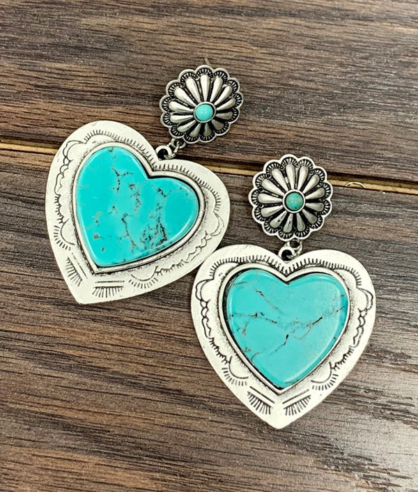 Heart Turquoise Post Earrings