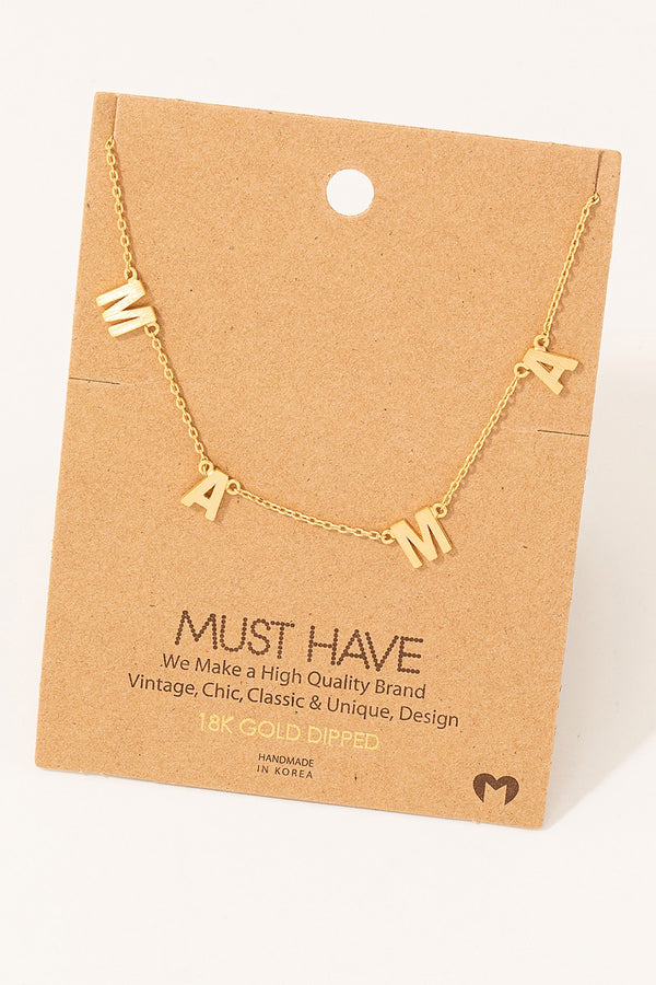 Dainty Mama Station Charm Necklace - Gold Dipped