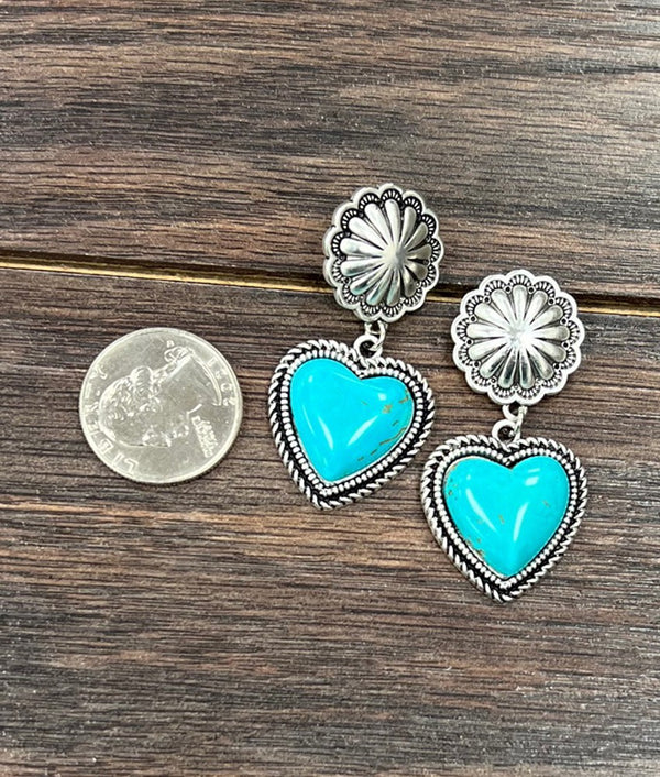 Heart Turquoise Post Earrings