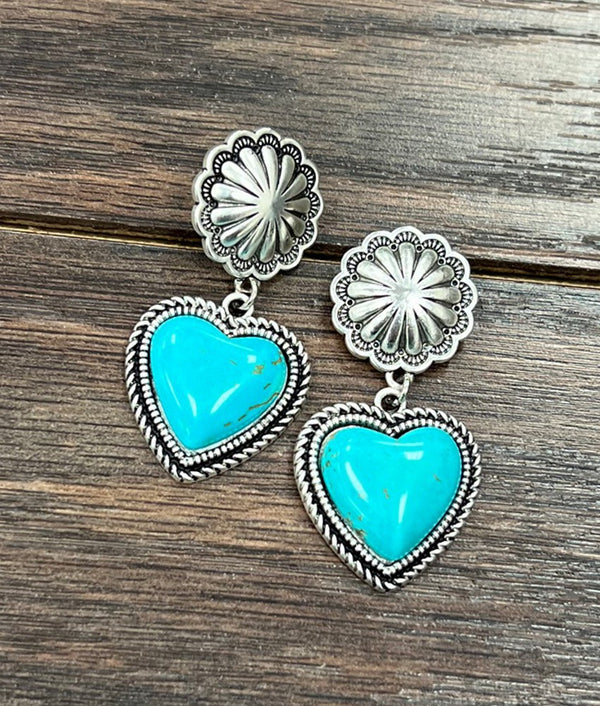 Heart Turquoise Post Earrings