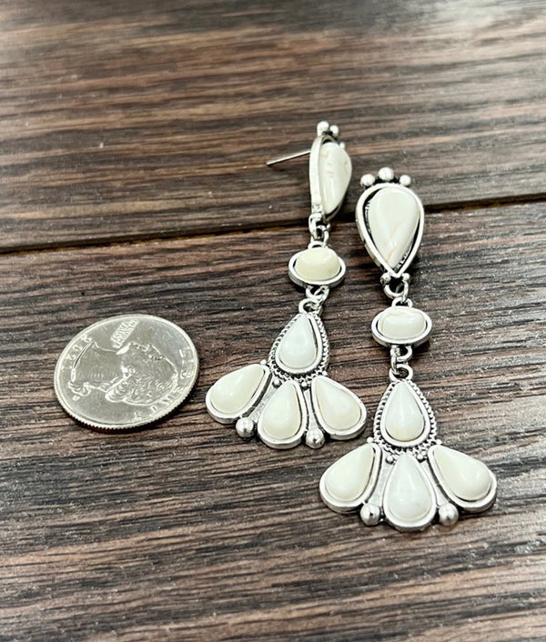 White Turquoise Post Earrings