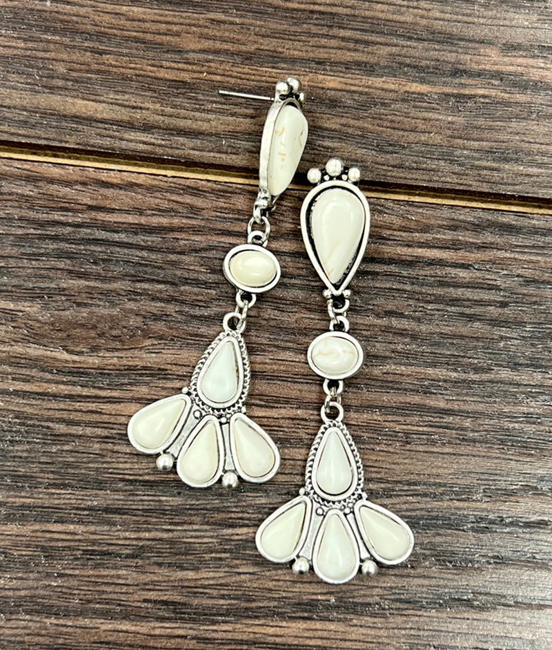 White Turquoise Post Earrings