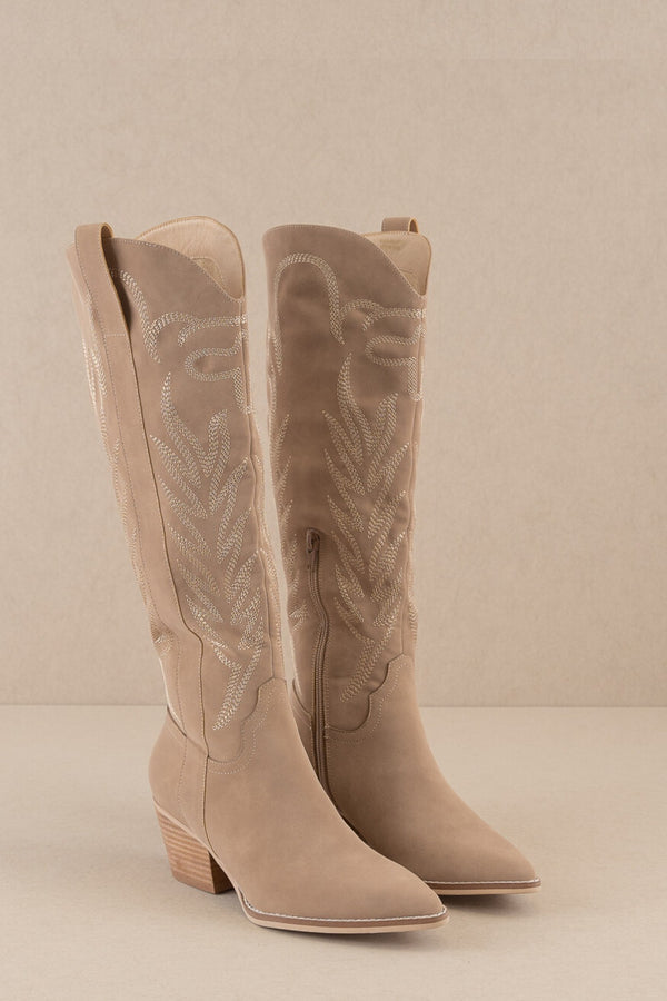 The Samara Cedarwood | Embroidered Tall Boot - OASIS SOCIETY