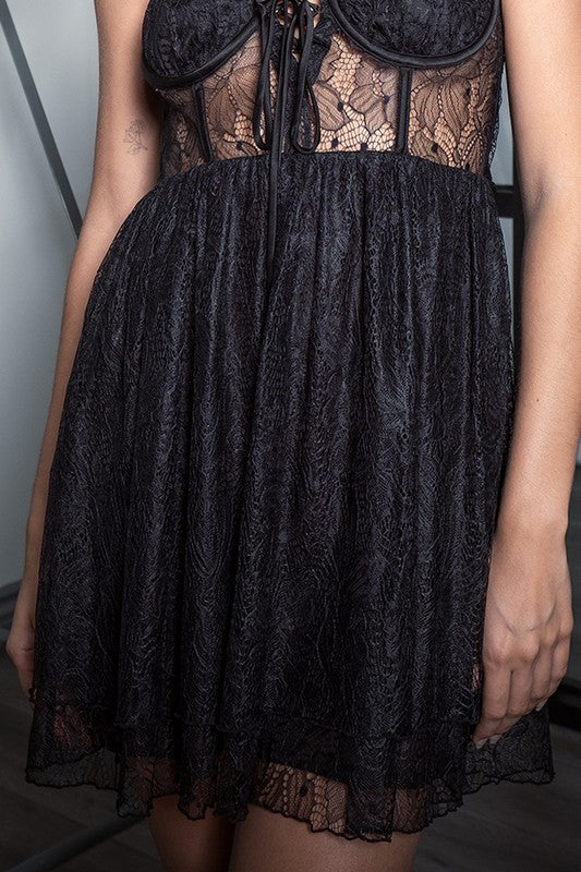 Sheer Lace Mini Corset Dress - Final Sale – DawnTayler Boutique