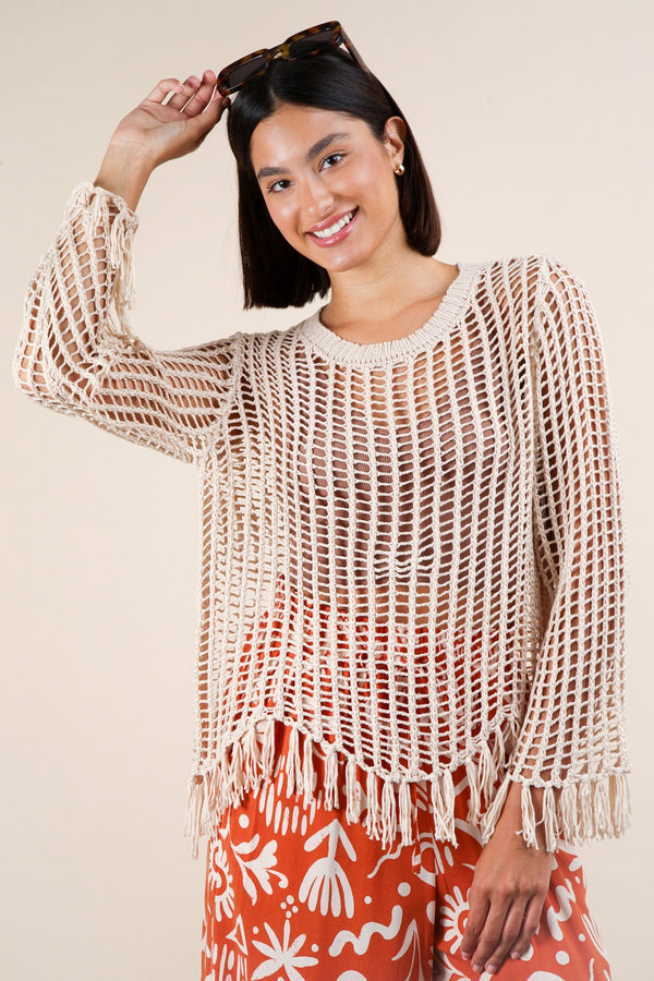 Oversized Net Summer Crochet Knit Sweater Top