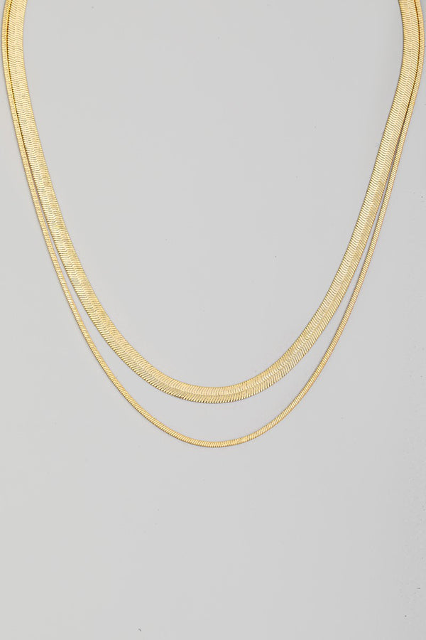 Layered Herringbone Layered Chain Necklace