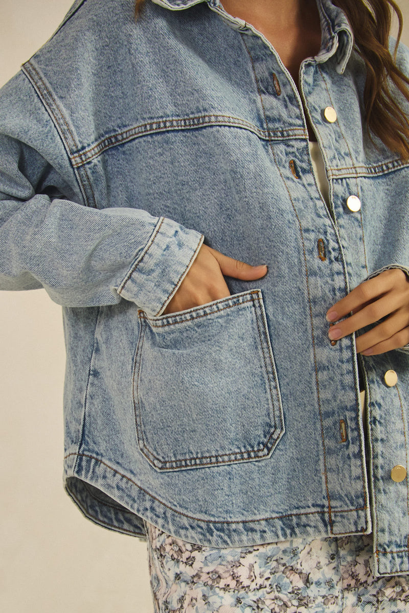 Vintage Denim Jacket with Square Pocket (available in S-XL)