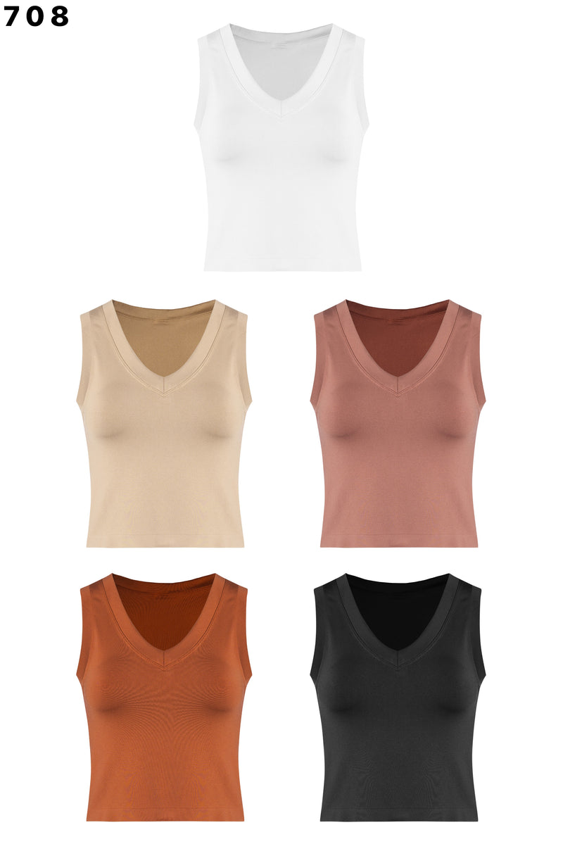 Smooth vneck crop tank (One size - 4 colors)