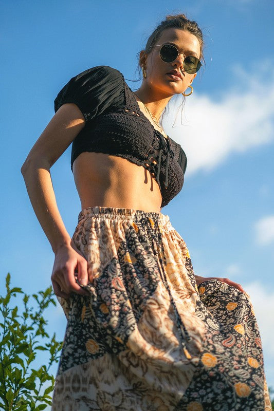 Bailey Crochet Crop Top in Black - Final Sale