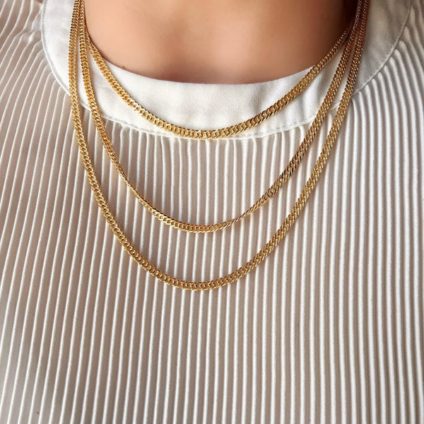 18k Gold Filled Double Curb Chain - Cuban - 16 Inches