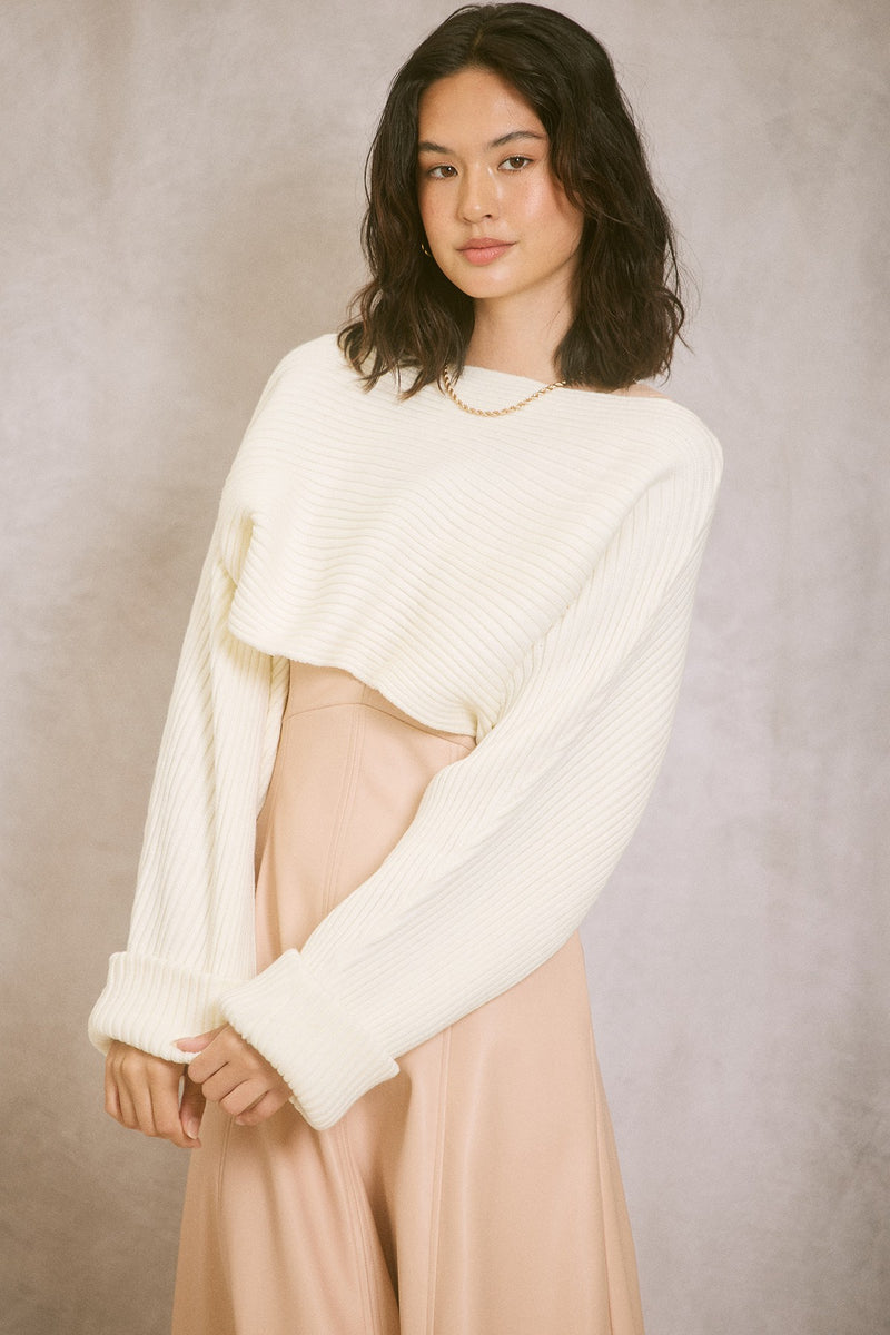 Knit Slouchy Sweater in Ivory