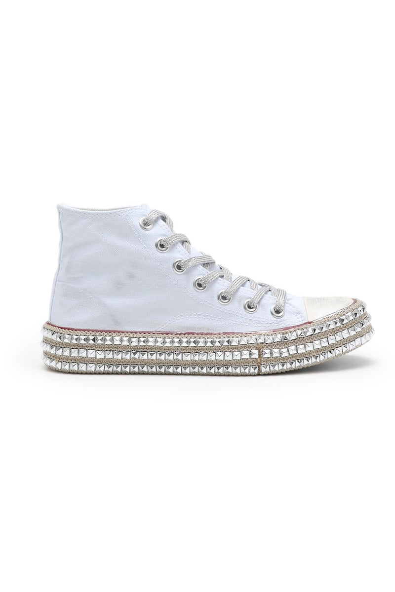 Chantel High Top Studded Sneaker - White