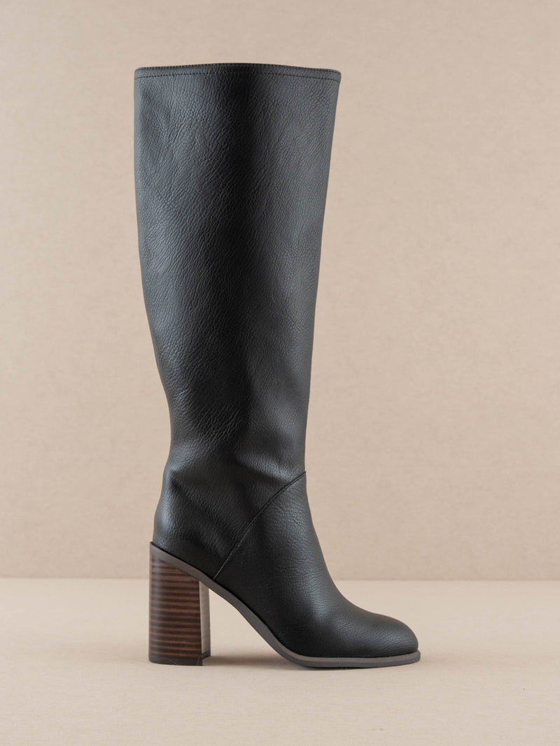 The Shiloh - Knee High Block Heel Boots in Black by Oasis Society