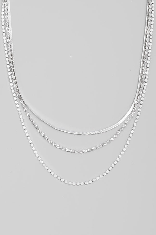 Dainty Chain Layered Necklace - Silver