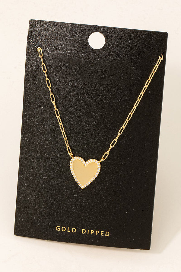 Gold Dipped Studded Heart Necklace