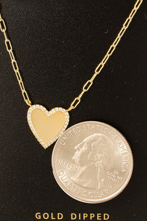 Gold Dipped Studded Heart Necklace