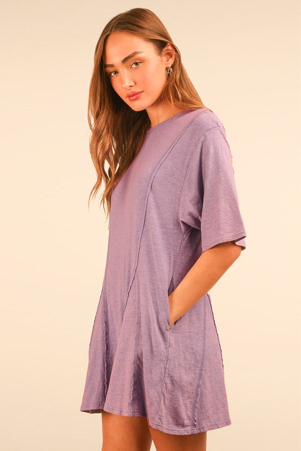 Mineral Washed Oversized Knit Comfy Romper in Lavender