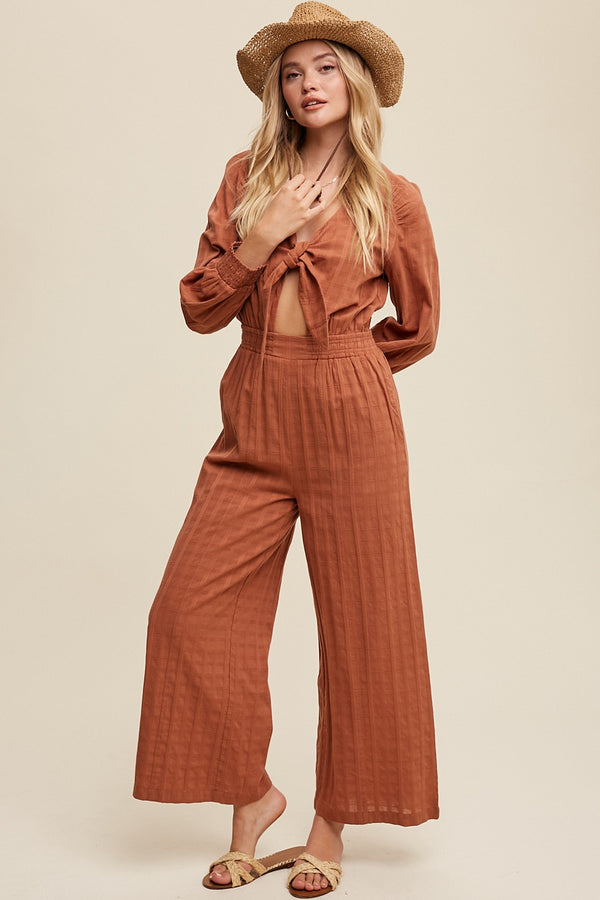 Front Cut Out Long Sleeves Jumpsuit
