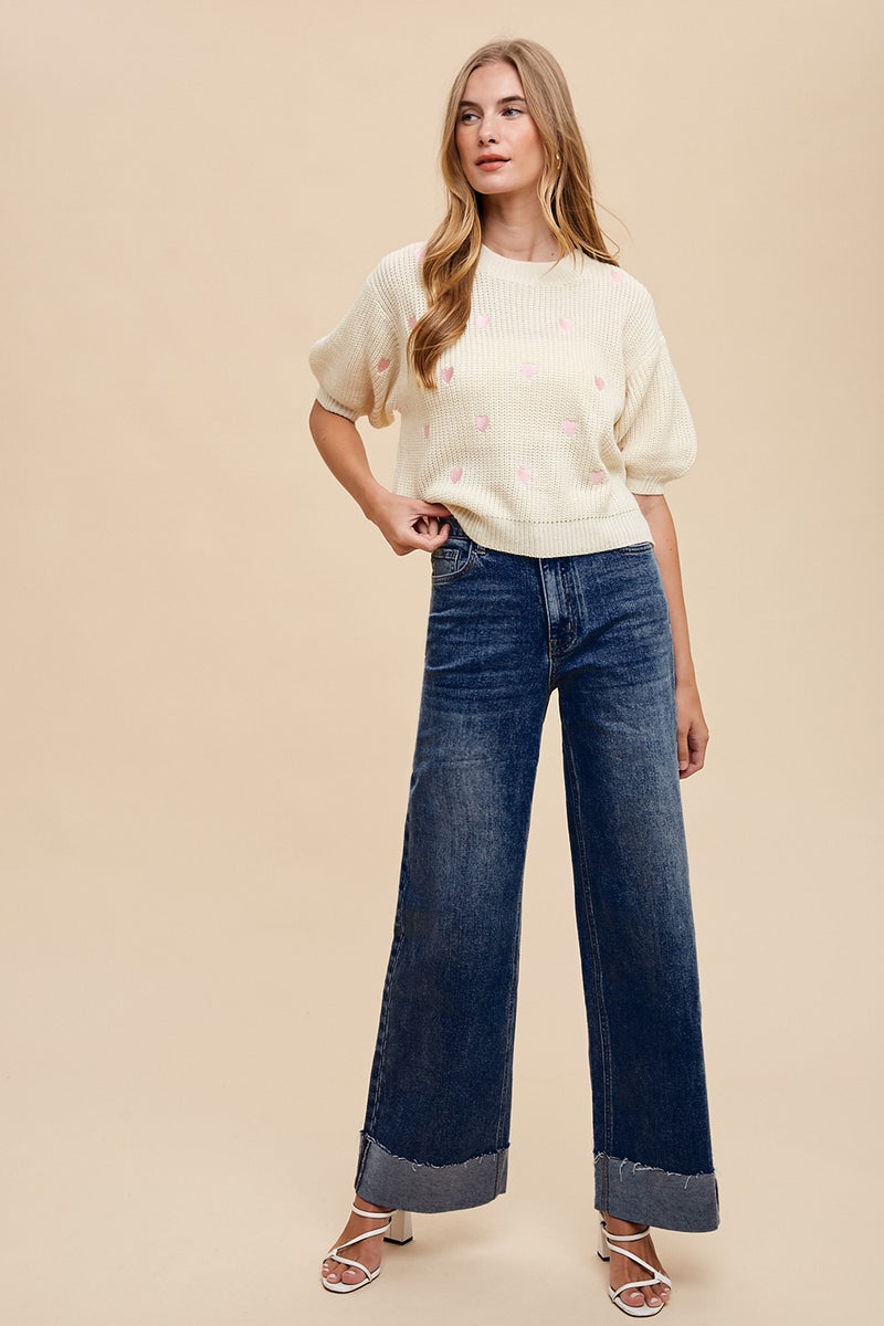 90's Stretch Cuffed Hem High Rise Straight Jeans in Dark Denim (AVAILABLE IN SIZES S-XL!)