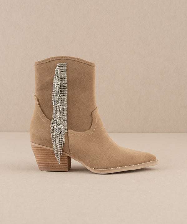 The Rowan - Rhinestone Fringe Boot (Khaki)