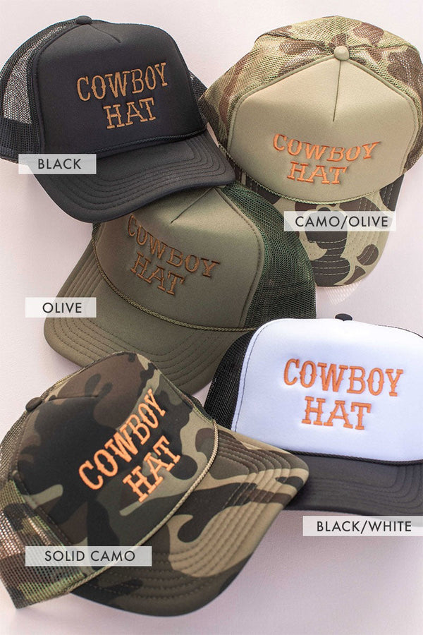 Cowboy Embroidery Trucker Hat Cap in black/white