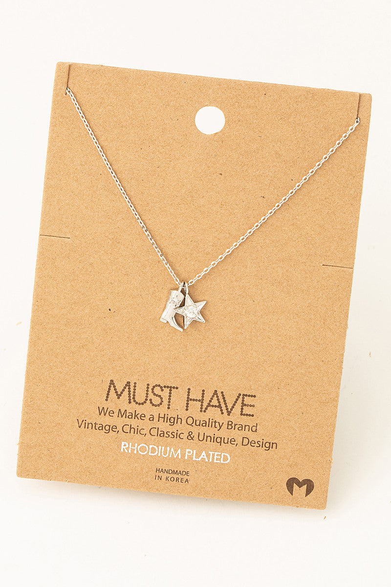 Cowboy Boots Star Pendant Necklace in Silver