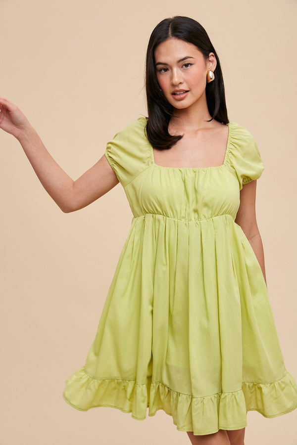 MODAL BABYDOLL MINI DRESS in Kiwi- Final Sale