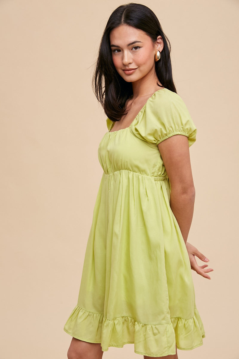 MODAL BABYDOLL MINI DRESS in Kiwi