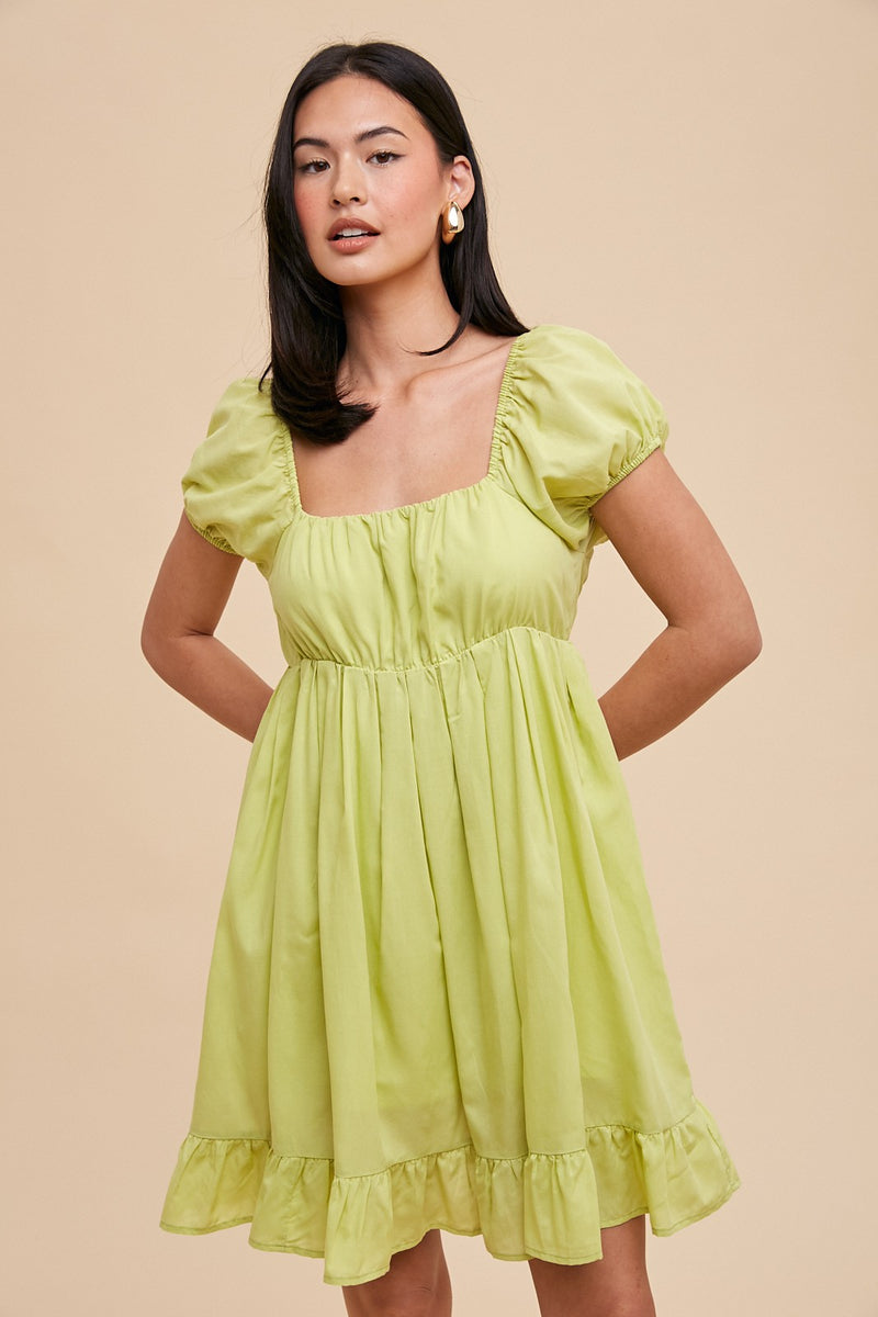 MODAL BABYDOLL MINI DRESS in Kiwi