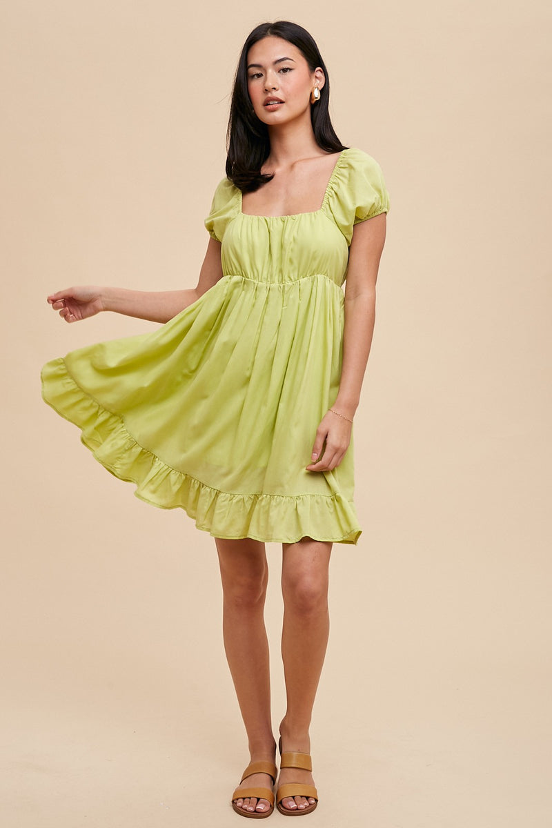 MODAL BABYDOLL MINI DRESS in Kiwi- Final Sale