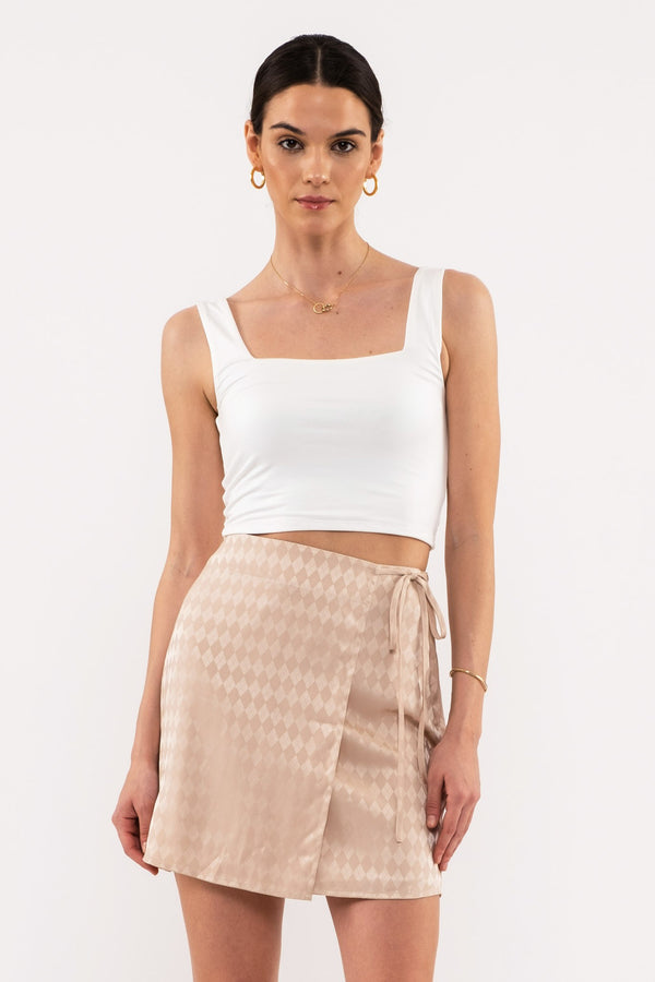 REVERSIBLE CROPPED SQUARE NECK TANK in White