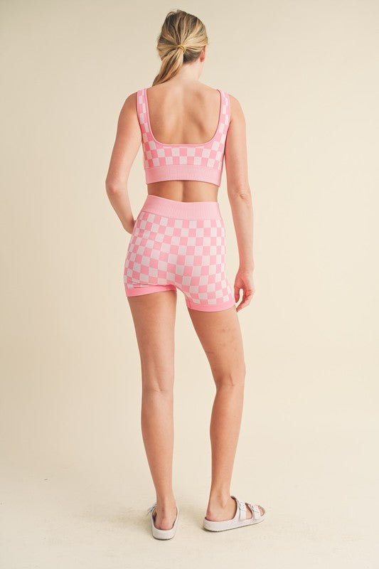 Checkmate Cropped Two Piece Set  (Only Top)