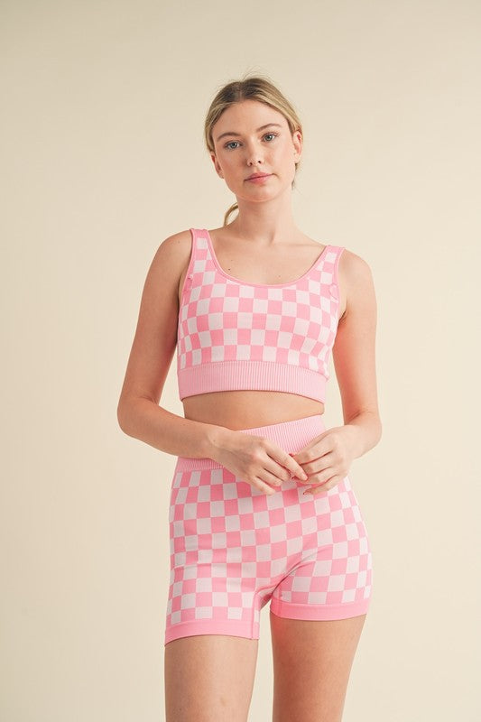 Checkmate Cropped Two Piece Set  (Only Top)